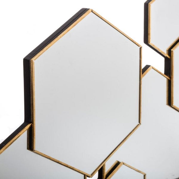 Specchio decorativo esagono oro