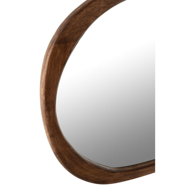 Specchio Irregolare in Legno di Mango Marrone Scuro Grande - Specchio da Parete 51,00 x 3,50 cm