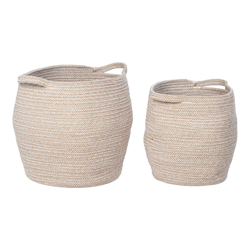 Set di 2 Ceste Lamas in Cotone - Beige