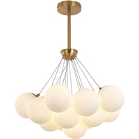 Lampadario Emily White in Ottone Satinato e in Vetro Bianco