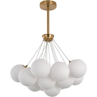 Lampadario Emily White in Ottone Satinato e in Vetro Bianco