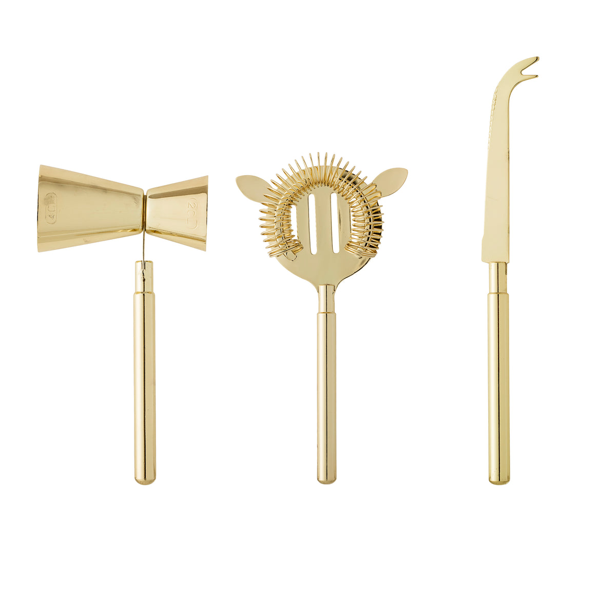 Set di Accessori per Cocktail in Acciaio Inossidabile Dorato - Set di 3 Pezzi