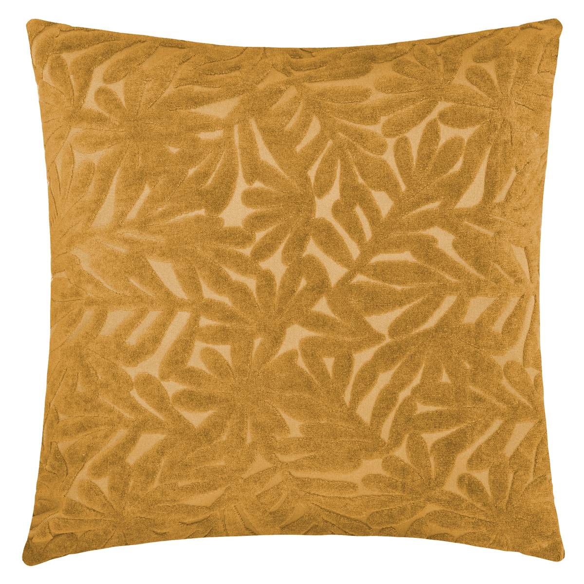 Cuscino decorativo con ricamo in rilievo giallo ocra 40 x 40cm