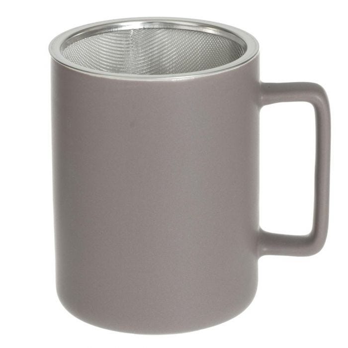 Tazza da tè con filtro e coperchio - Tortora